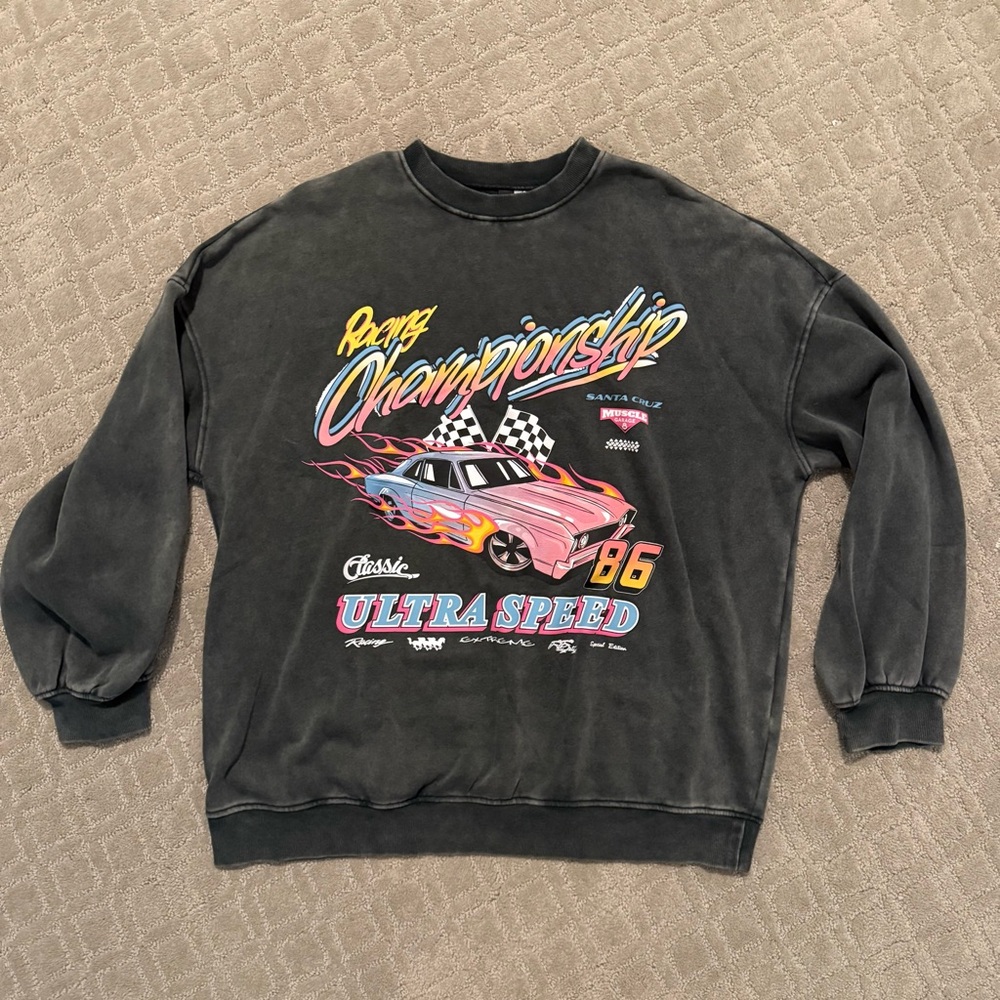 H&M Black Racing Graphic Sweater